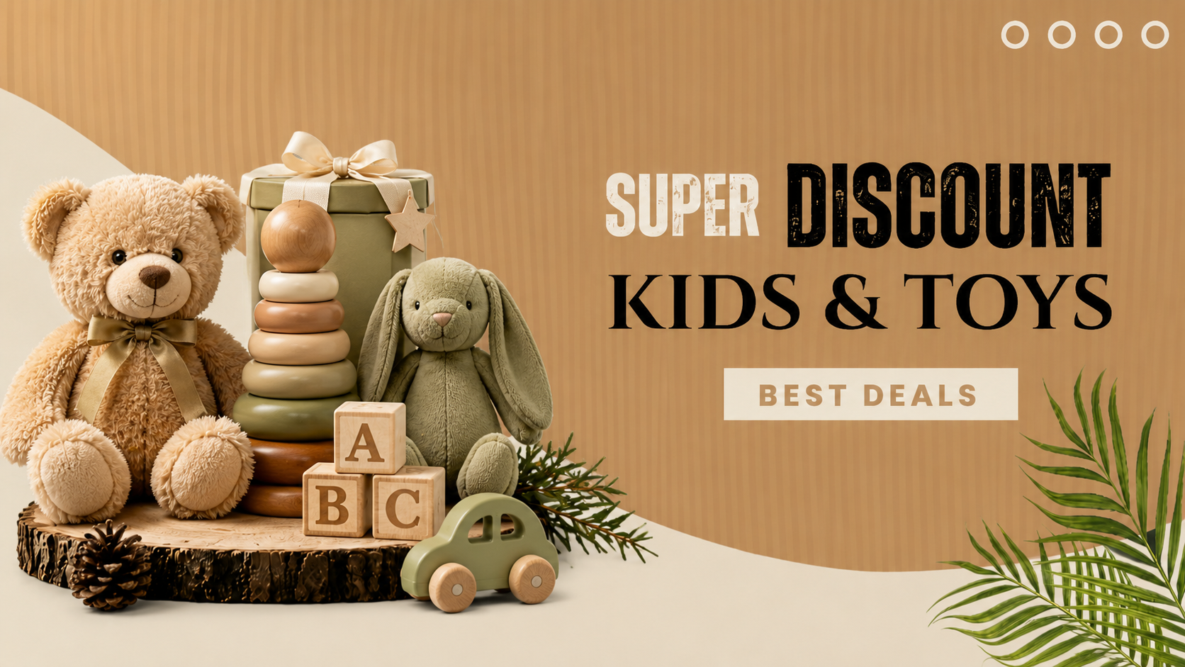 Kids toys and educational products sale banner for mobile
